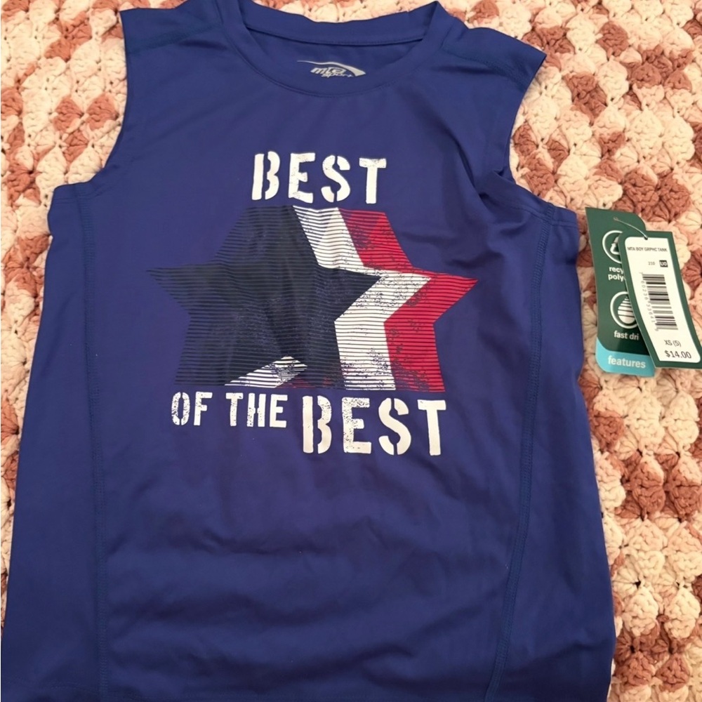 MTA Sport Blue Tank Top with Red, White & Navy Star Graphic